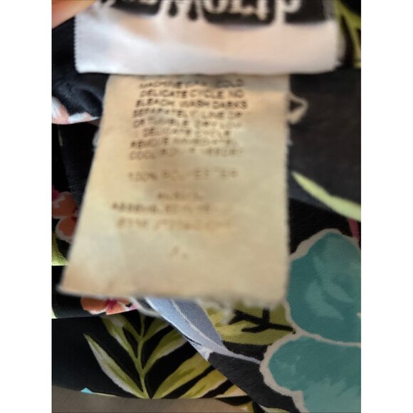 BonWorth Floral Button Front Blouse Womens XL Hawaiian Tropical Short Sleeve Top - Picture 6 of 6